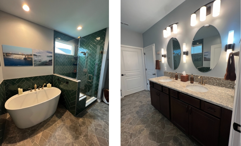 Green Herringbone Bathroom Bathroom near Ann Arbor Michigan